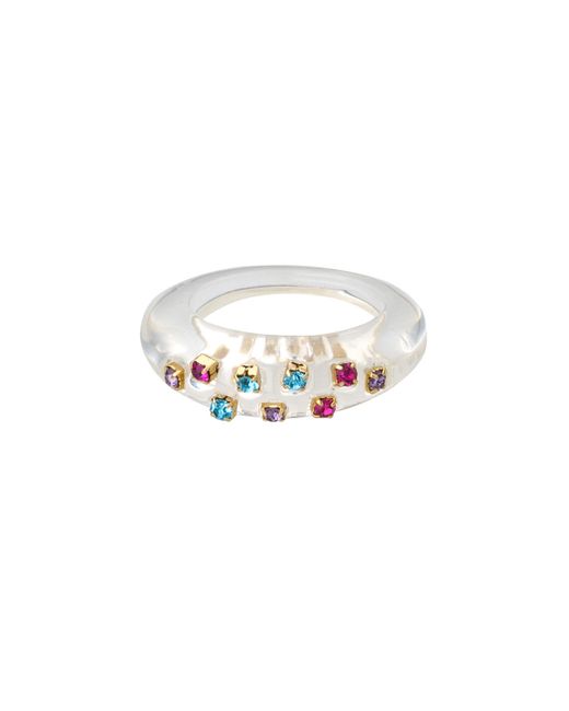Ettika Crowd Pleaser 18K Plated Clear Resin Ring