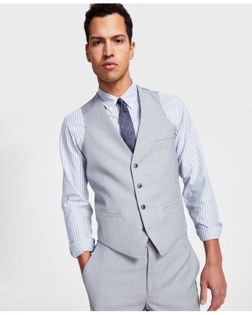 Bar III Slim-Fit Sharkskin Suit Vest Created for