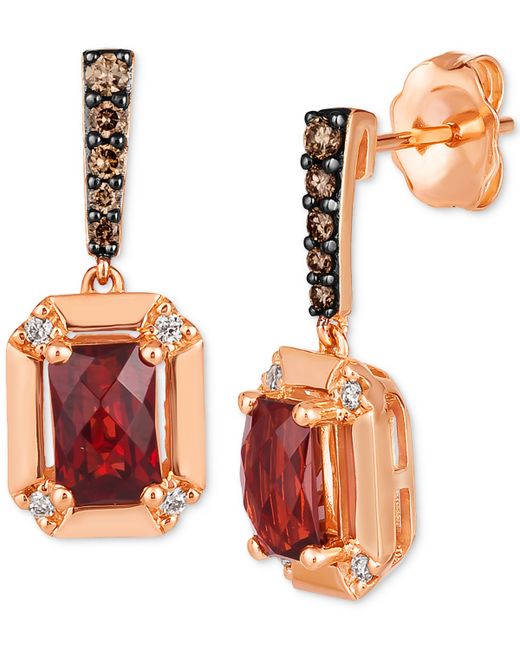 Le Vian Pomegranate Garnet 1-1/6 ct. t.w. Diamond 1/6 Drop Earrings in 14k Rose Gold