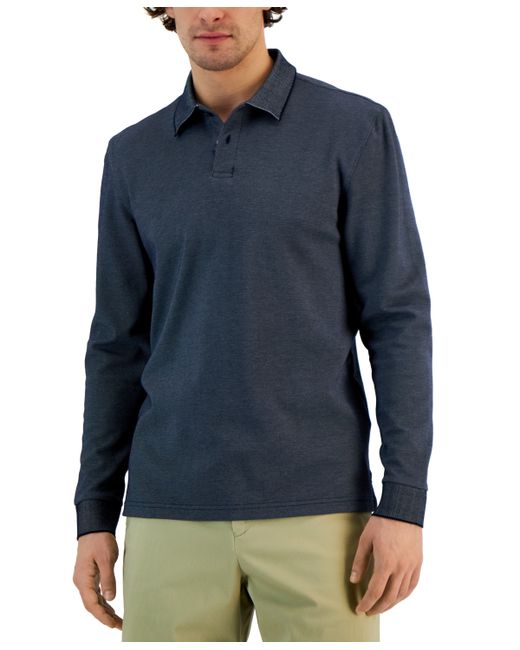 Alfani Classic-Fit Solid Long-Sleeve Polo Shirt Created for