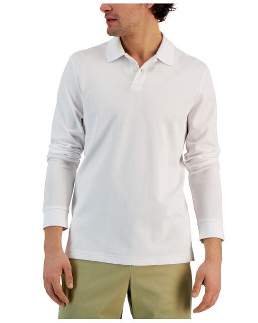 Alfani Classic-Fit Solid Long-Sleeve Polo Shirt Created for