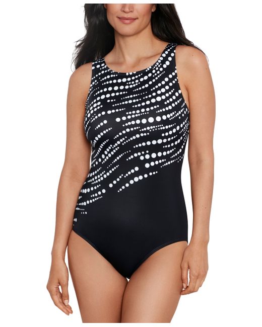Swim Solutions Shape Solver Sport for Perfect Bubble High-Neck Illusion One-Piece Swimsuit