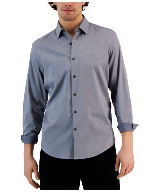 Alfani Modern Classic-Fit Stretch Dot Dobby Button-Down Shirt Created for