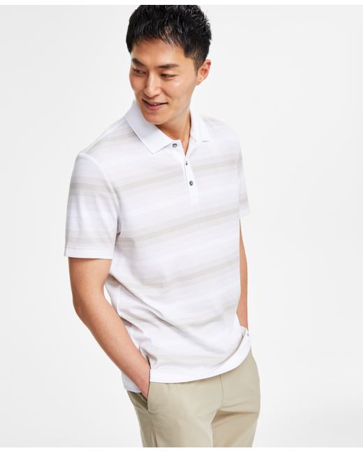Alfani Regular-Fit Knit Interlock Striped Polo Shirt Created for
