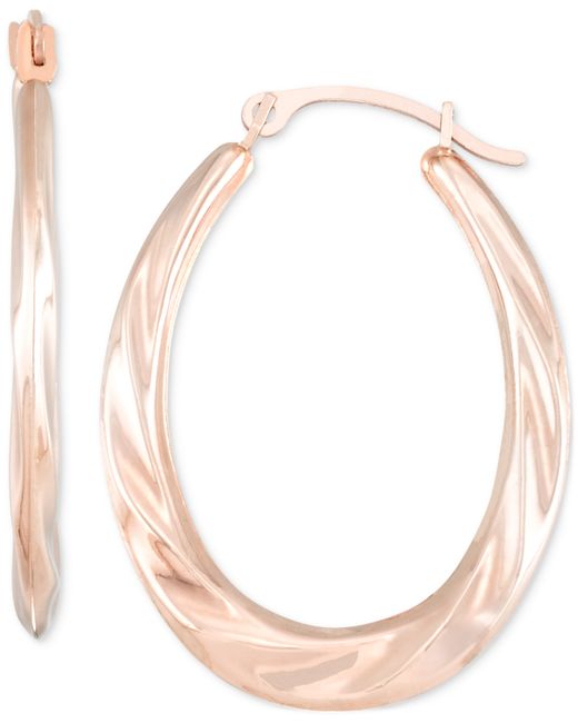 Macy's Textured Oval Hoop Earrings in 10k Gold.