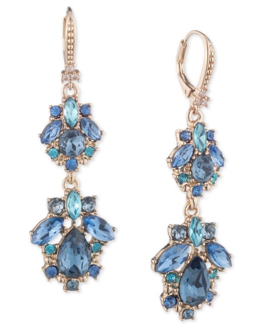 Marchesa Tone Crystal Cluster Double Drop Earrings