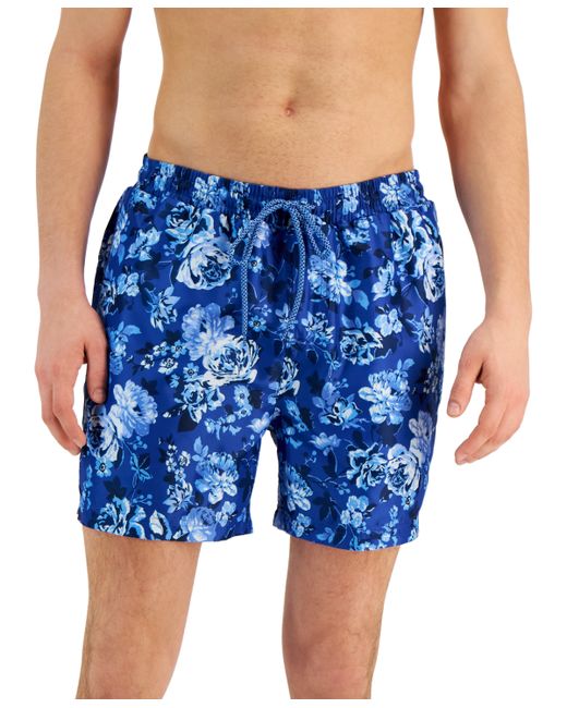 INC International Concepts Roscoe Quick-Dry Floral-Print 5 Swim Trunks Created for