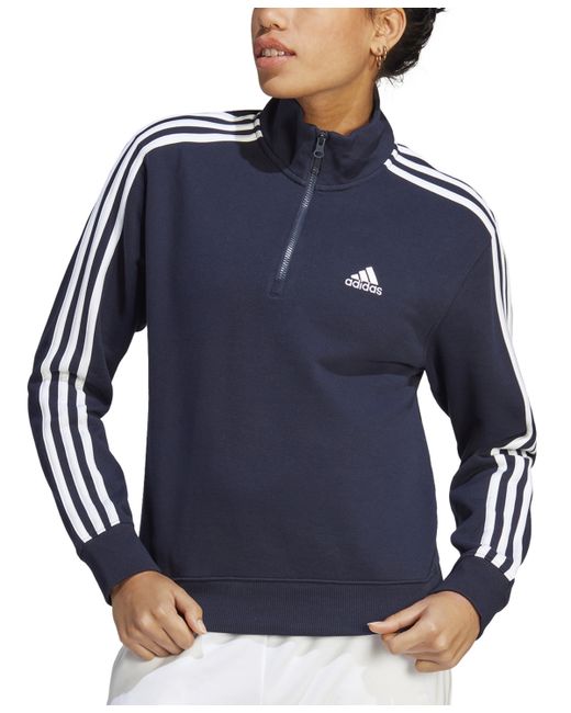 Adidas Cotton 3-Stripes Quarter-Zip Sweatshirt