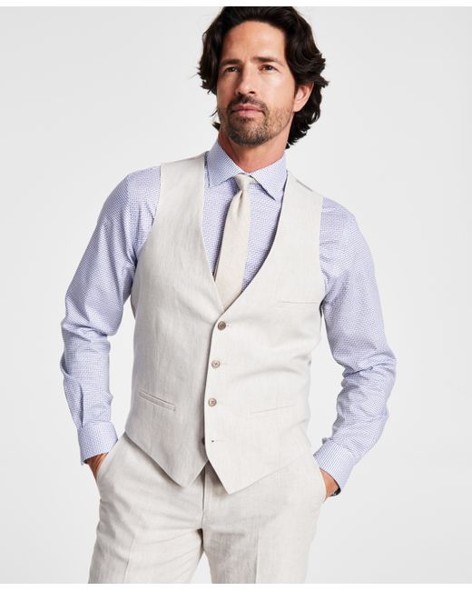 Bar III Slim-Fit Linen Suit Vest Created for