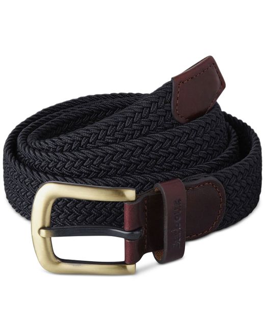 Barbour Stretch Webbing Belt with Faux-Leather Trim