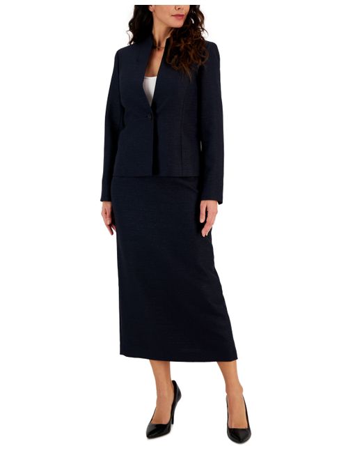 Le Suit Shimmer Tweed Skirt Suit Regular and Petite Sizes