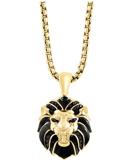 Effy Collection Effy Black Spinel Lion 22 Pendant Necklace 3/8 ct. t.w. in 14k Gold-Plated Sterling