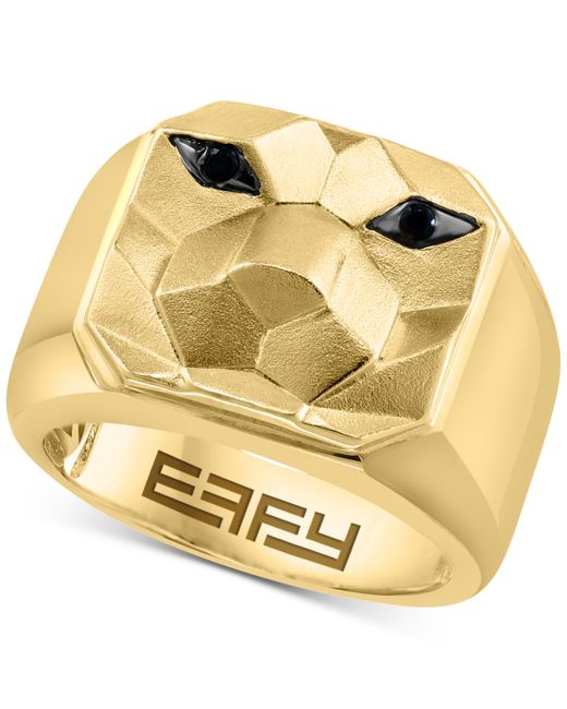 Effy Collection Effy Black Spinel Lion Ring 1 ct. t.w. in 14k Gold-Plated Sterling