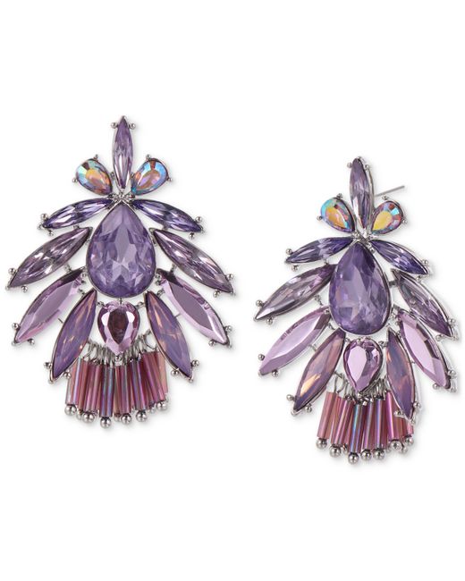 INC International Concepts Silver-Tone Mixed Stone Fan Drop Earrings Created for
