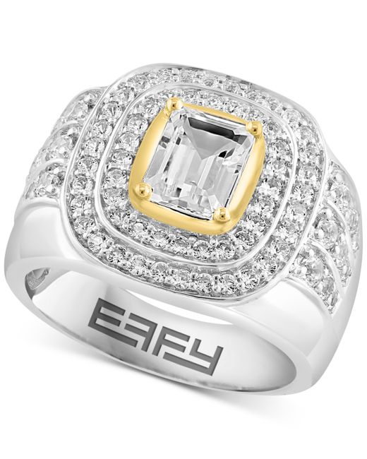 Effy Collection Effy White Topaz Halo Cluster Ring 3 ct. t.w. in Sterling 14k Gold-Plate