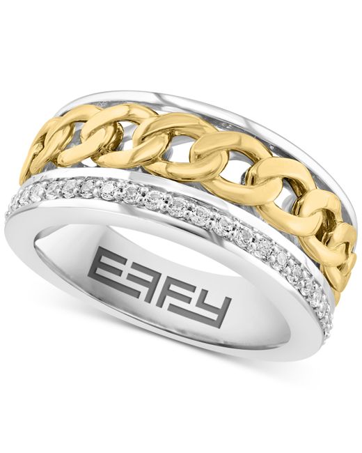 Effy Collection Effy White Sapphire Chain Link Ring 1/2 ct. t.w. in Sterling and 14k Gold-Plate