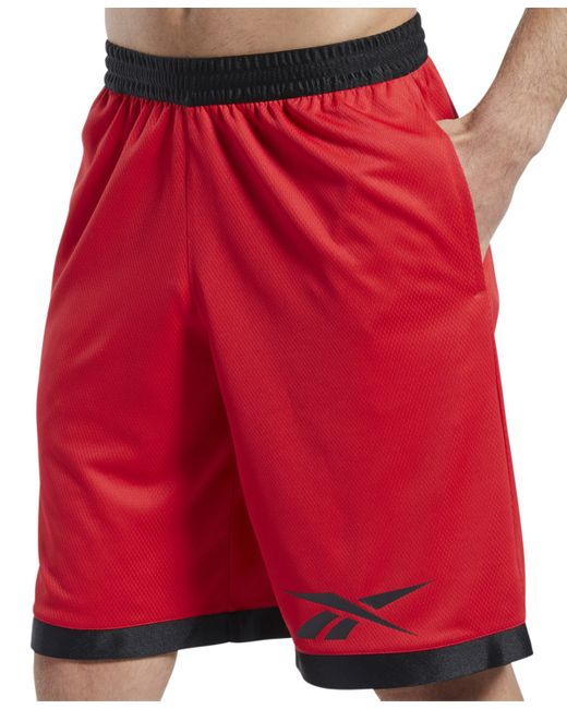 Reebok Regular-Fit Logo-Print Mesh Basketball Shorts