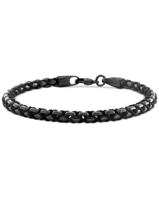 Effy Collection Effy Hematite Woven Nylon Cord Bracelet in Pvd-Plated Sterling Silver