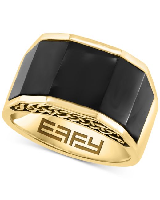 Effy Collection Effy Onyx Geometric Ring in 14k Gold-Plated Sterling