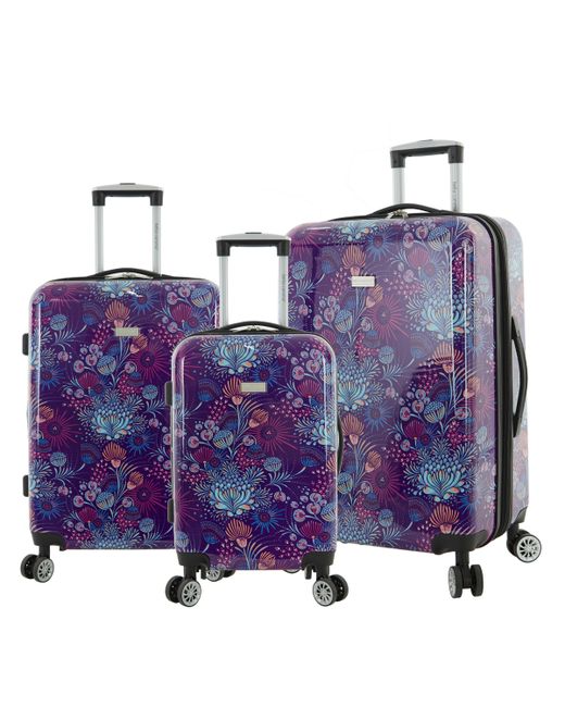 Bella Caronia 3 Piece Expandable Rolling Hard-Sided Luggage Set with 8 Wheels Spinners