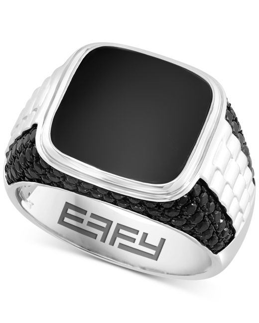 Effy Collection Effy Onyx Spinel Two-Tone Ring in Sterling Silver Rhodium-Plate