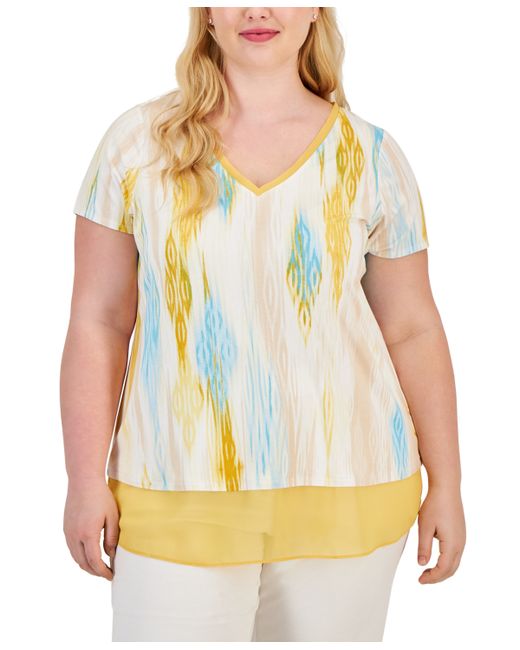 Jm Collection Plus Layered-Look Short-Sleeve Top Created for