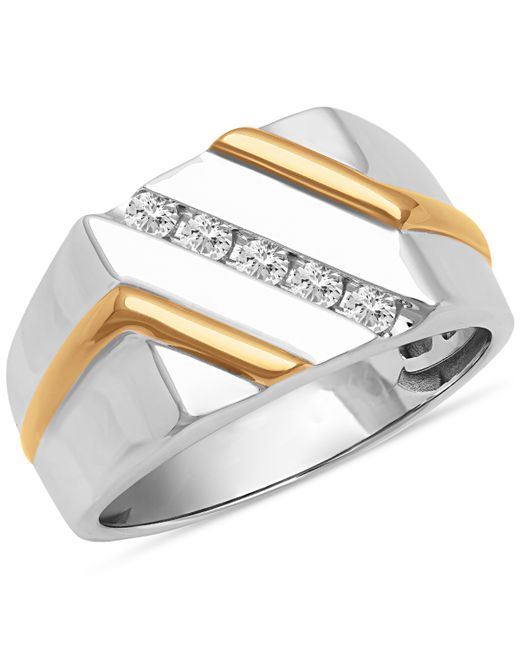 Macy's Diamond Diagonal Ring 1/4 ct. t.w. in Sterling 18k Gold-Plate