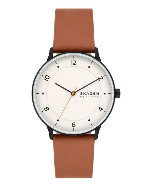 Skagen Three-Hand Quartz Riis Medium Leather Watch 40mm