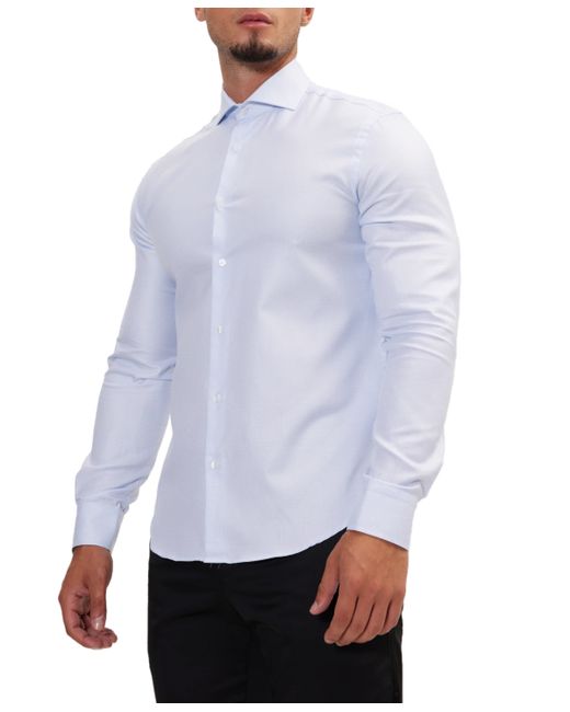 Ron Tomson Modern Spread Collar Textured Fitted Shirt
