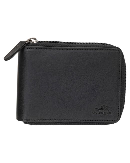 Mancini Buffalo Rfid Secure Zippered Billfold Wallet with Removable Passcase