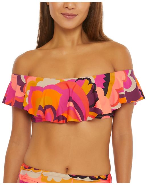 Trina Turk Fan Faire Ruffled Bandeau Bikini Top Swimsuit