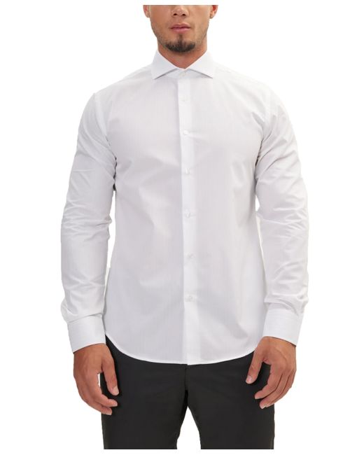 Ron Tomson Modern Spread Collar Textured Fitted Shirt