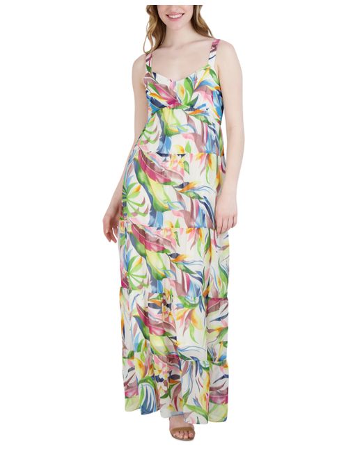 julia jordan Printed Sleeveless Tiered Maxi Dress