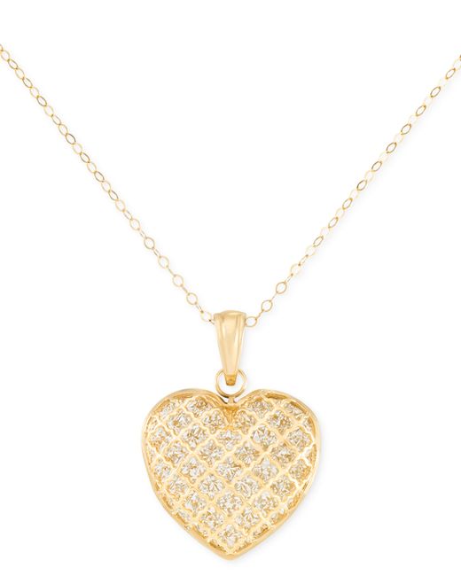 Macy's Textured Heart 18 Pendant Necklace in 10k Gold