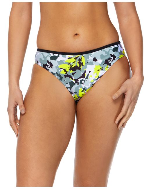 Reebok Printed Contrast-Trim Hipster Bikini Bottoms Swimsuit