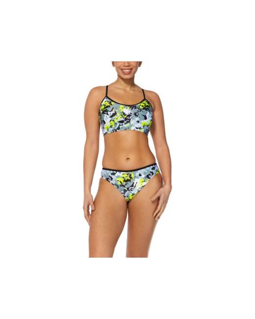 Reebok Printed Bralette Bikini Top Hipster Bottoms Swimsuit