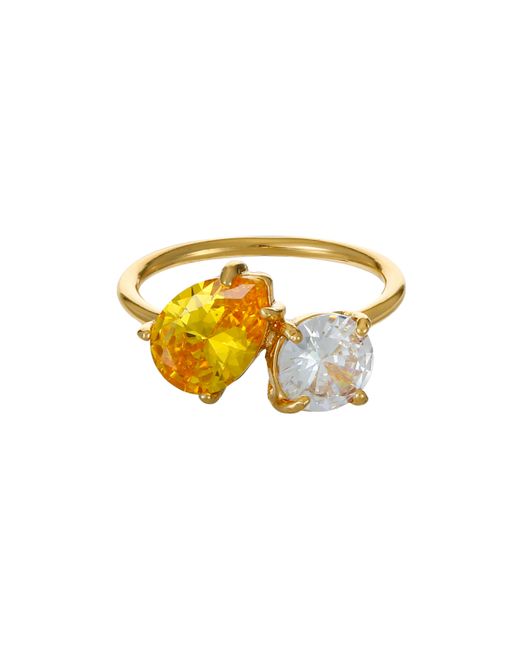 Ettika 18K Gold Plated Brass and Clear Cubic Zirconia Ring