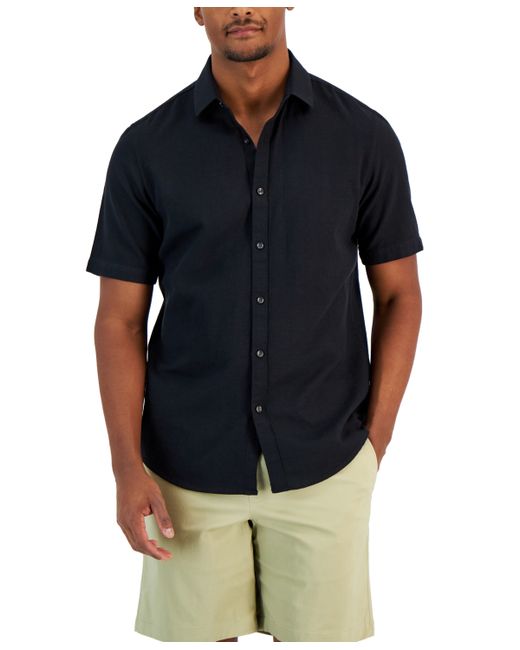 Alfani Short-Sleeve Solid Textured Shirt Created for