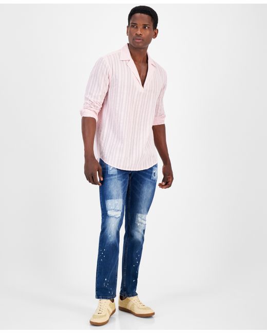 I.N.C. International Concepts Inc International Concepts Regular-Fit Gauze Stripe Popover Shirt Created for