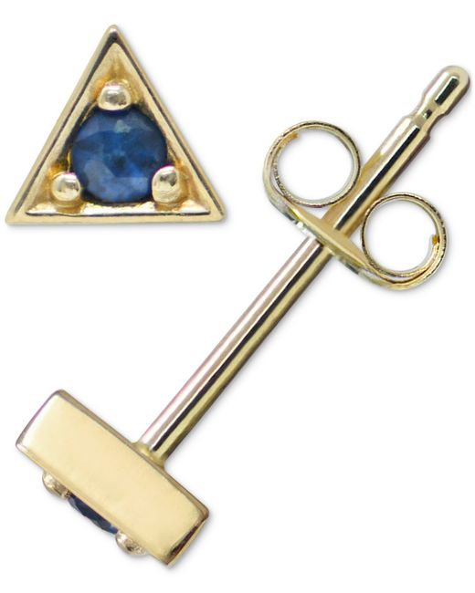 Anzie Emerald Triangle Stud Earrings in 14k Gold Also Turquoise Australian Opal
