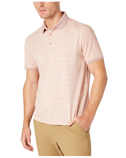 Kenneth Cole Printed Button Placket Polo Shirt