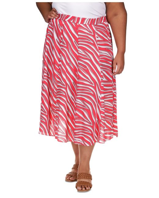 Michael Kors Michael Plus Zebra-Print Midi Skirt