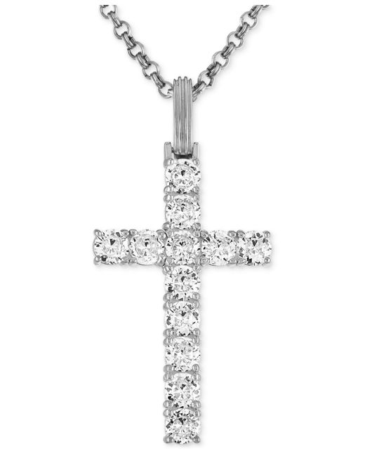 Esquire Men's Jewelry Black Cubic Zirconia Cross Pendant in Ruthenium-Plated Sterling Also White Created for