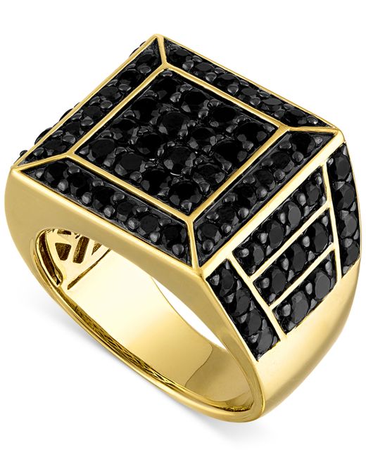Esquire Men's Jewelry Black Spinel Square Cluster Ring 4 ct. t.w. in 18k Gold-Plated Sterling Created for