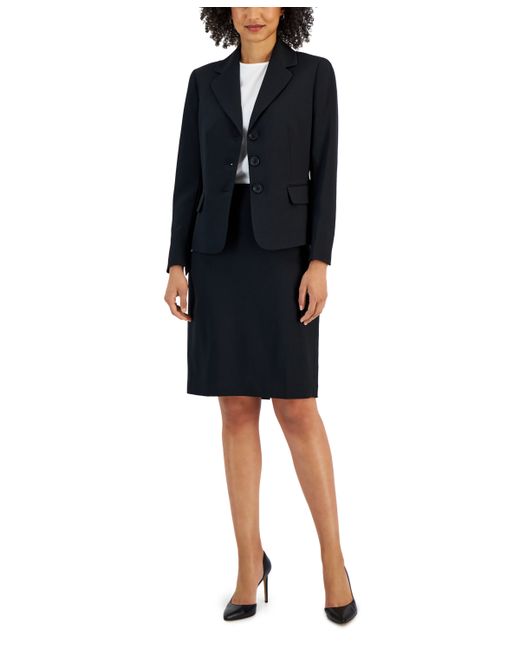 Le Suit Notch-Collar Three-Button Skirt Suit