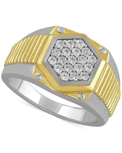 Macy's Diamond Cluster Statement Ring 1/2 ct. t.w. in Sterling 18k Gold-Plate