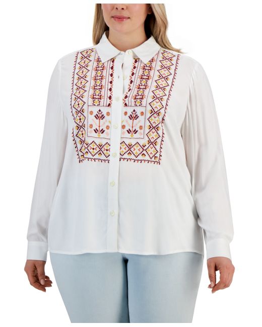 Style & Co Plus Embroidered Long-Sleeve Shirt Created for
