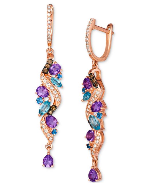 Le Vian Multi-Gemstone 1-5/8 ct. t.w. Diamond 3/8 Drop Earrings in 14k Rose Gold