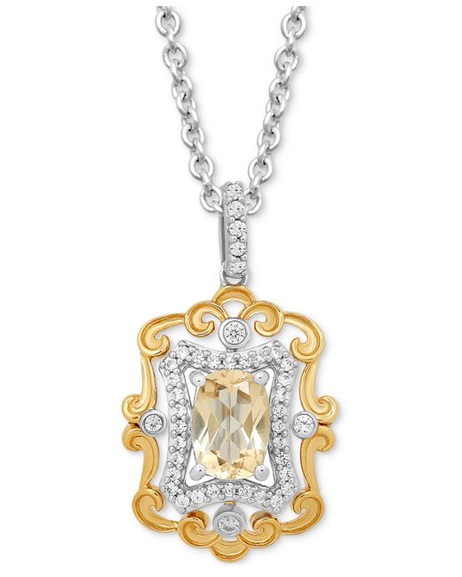 Enchanted Disney Fine Jewelry Citrine 7/8 ct. t.w. Diamond 1/5 Belle Pendant in Sterling 14k Gold 16 2 extender