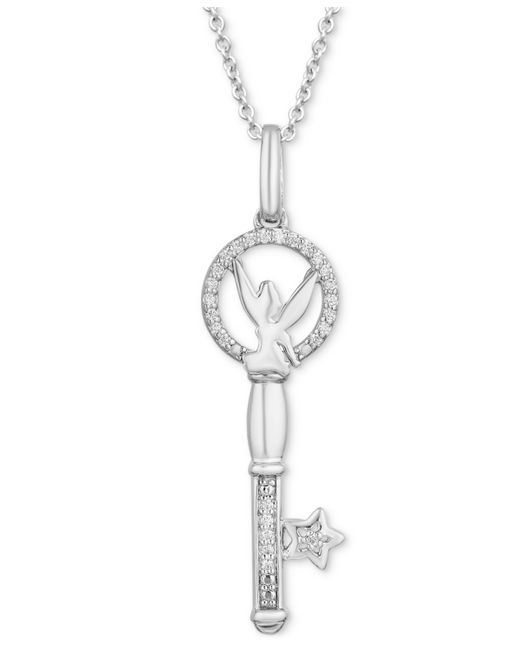 Enchanted Disney Fine Jewelry Diamond Tinker Bell Key Pendant Necklace 1/10 ct. t.w. in Sterling 16 2 extender